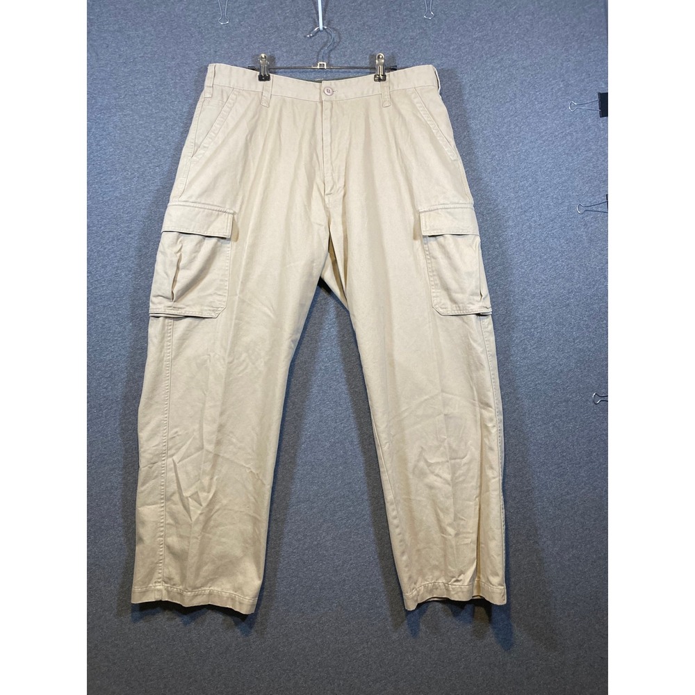 Arizona Jean Company Men Tan Khaki Cotton Cargo Pants 38x30 Straight Leg Utility